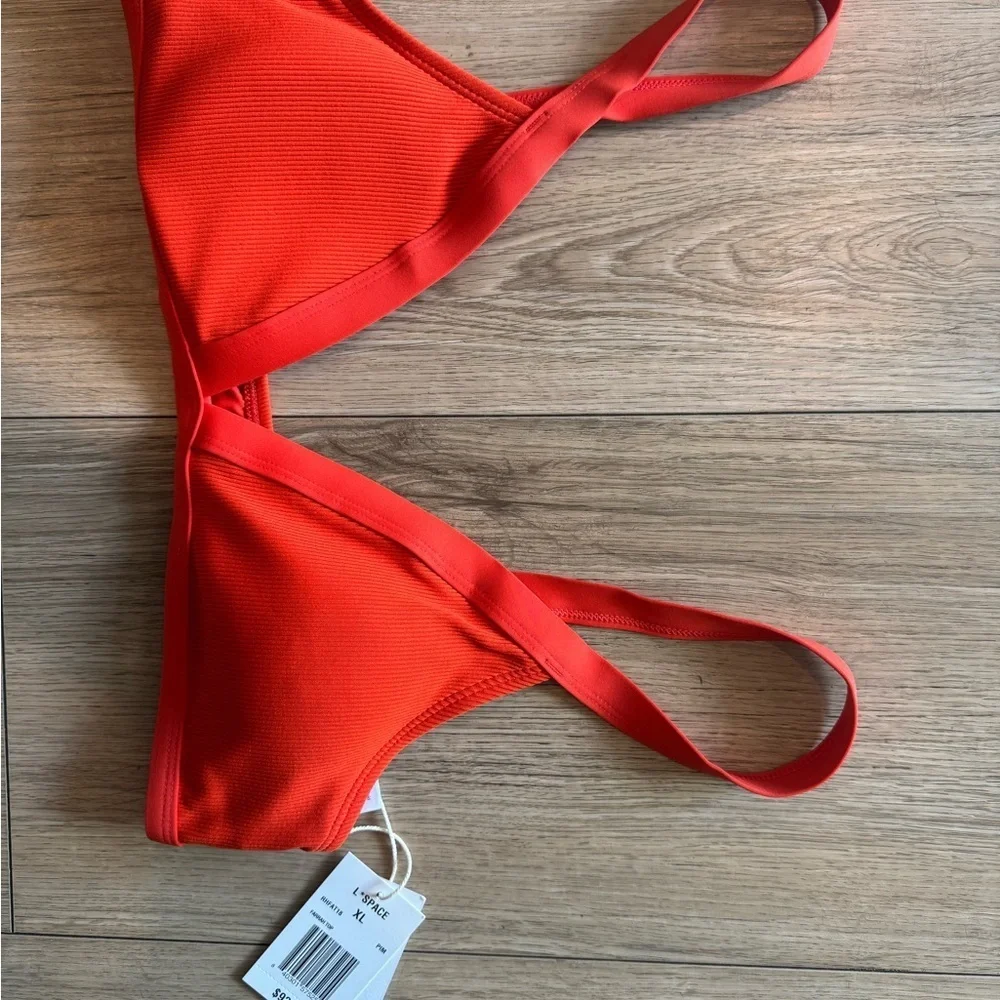 L*Space Orange Bikini Top NWT Ribbed Triangle Swim Top Beach Swimwear